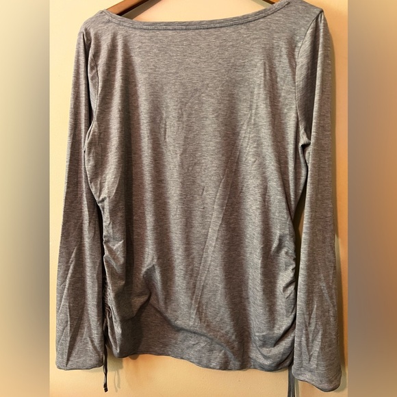 Athleta long sleeve gray top size large cinch tie - Picture 2 of 2